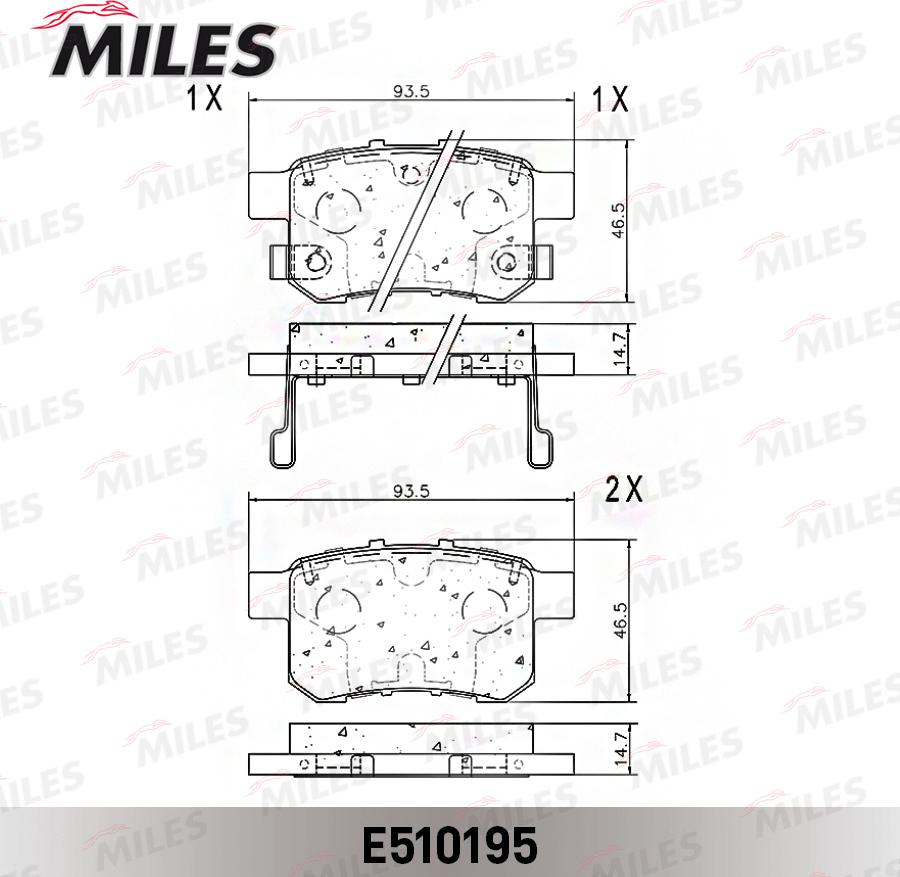 Miles E510195 - Тормозные колодки, дисковые, комплект avtokuzovplus.com.ua