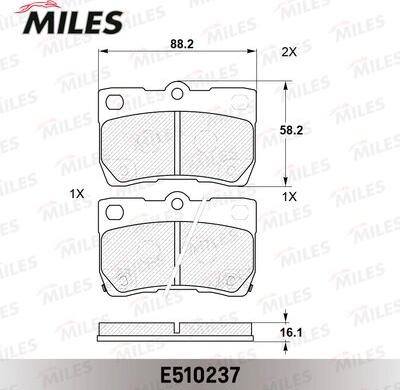 Miles E510237 - Гальмівні колодки, дискові гальма autocars.com.ua