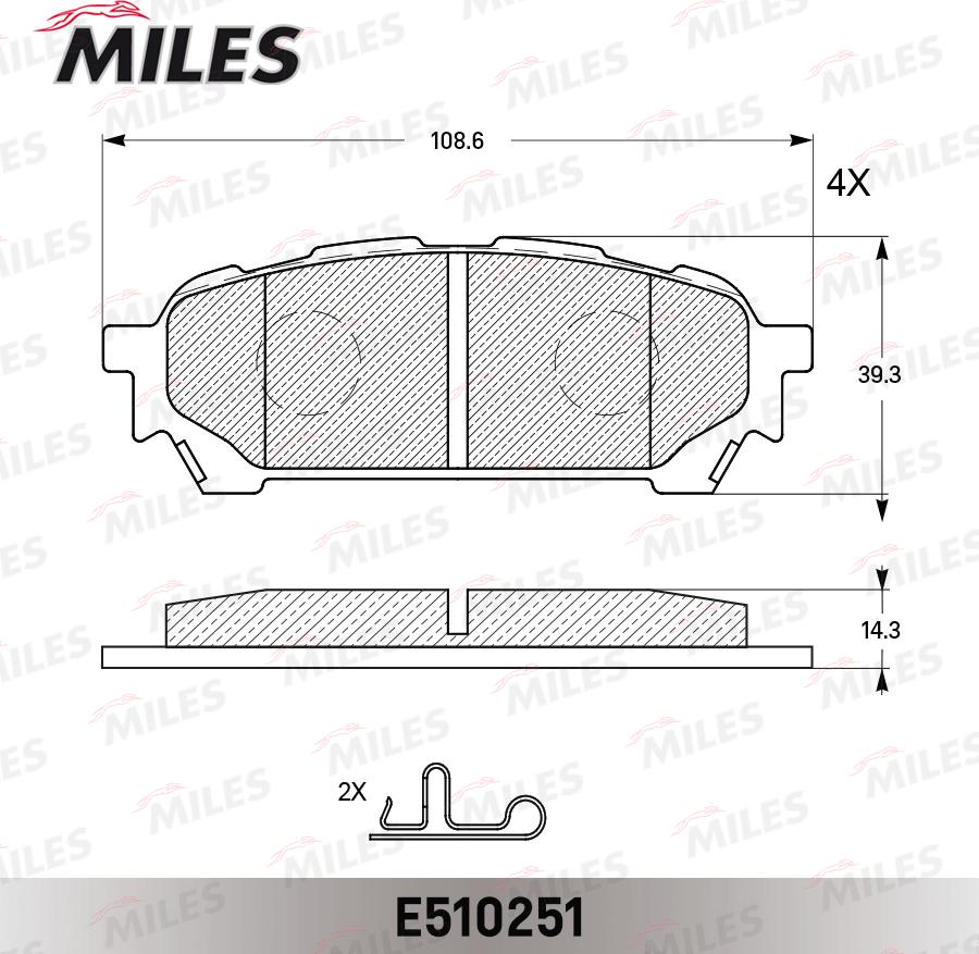 Miles E510251 - Гальмівні колодки, дискові гальма autocars.com.ua