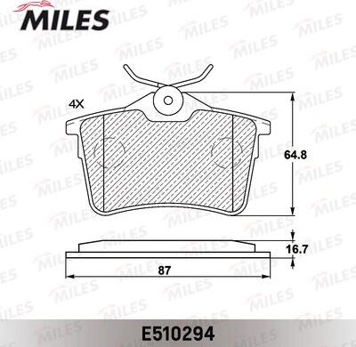 Miles E510294 - Гальмівні колодки, дискові гальма autocars.com.ua