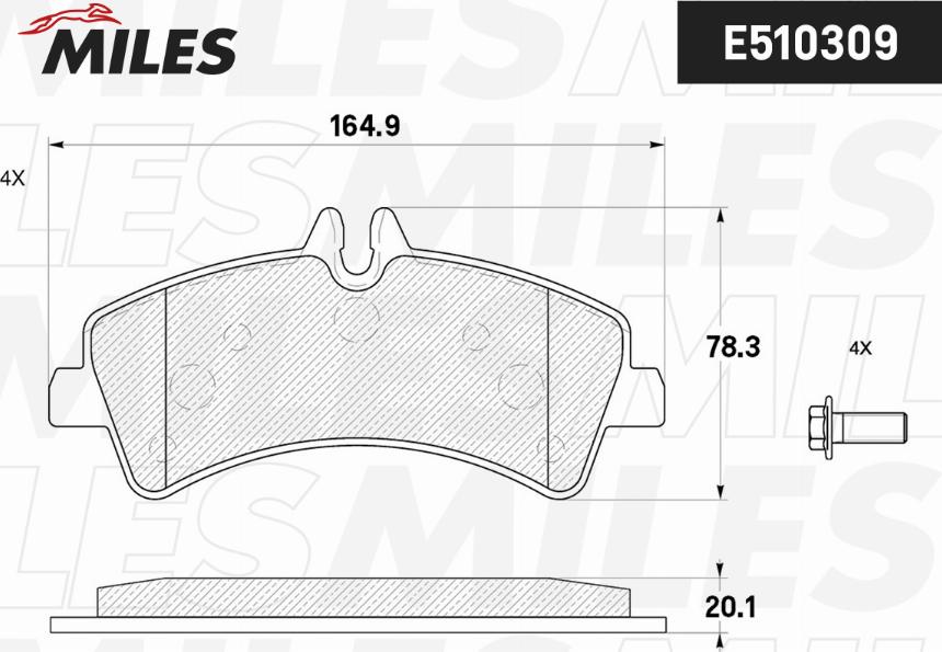 Miles E510309 - Гальмівні колодки, дискові гальма autocars.com.ua