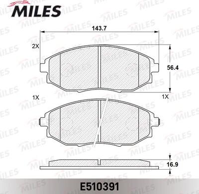 Miles E510391 - Тормозные колодки, дисковые, комплект avtokuzovplus.com.ua