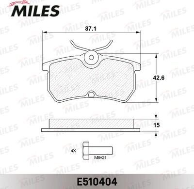 Miles E510404 - Тормозные колодки, дисковые, комплект avtokuzovplus.com.ua