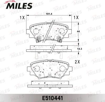 Miles E510441 - Тормозные колодки, дисковые, комплект avtokuzovplus.com.ua