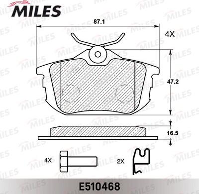 Miles E510468 - Гальмівні колодки, дискові гальма autocars.com.ua