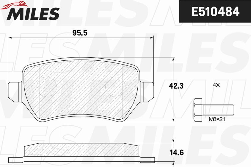 Miles E510484 - Гальмівні колодки, дискові гальма autocars.com.ua