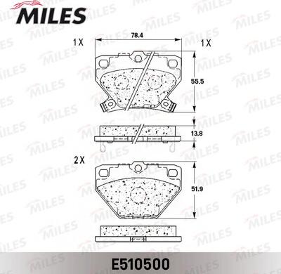 Miles E510500 - Гальмівні колодки, дискові гальма autocars.com.ua