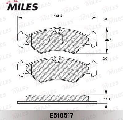 Miles E510517 - Тормозные колодки, дисковые, комплект avtokuzovplus.com.ua