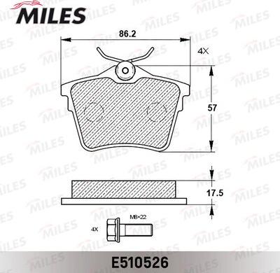 Miles E510526 - Гальмівні колодки, дискові гальма autocars.com.ua