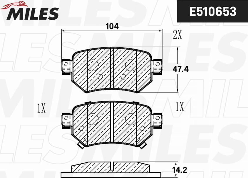 Miles E510653 - Гальмівні колодки, дискові гальма autocars.com.ua