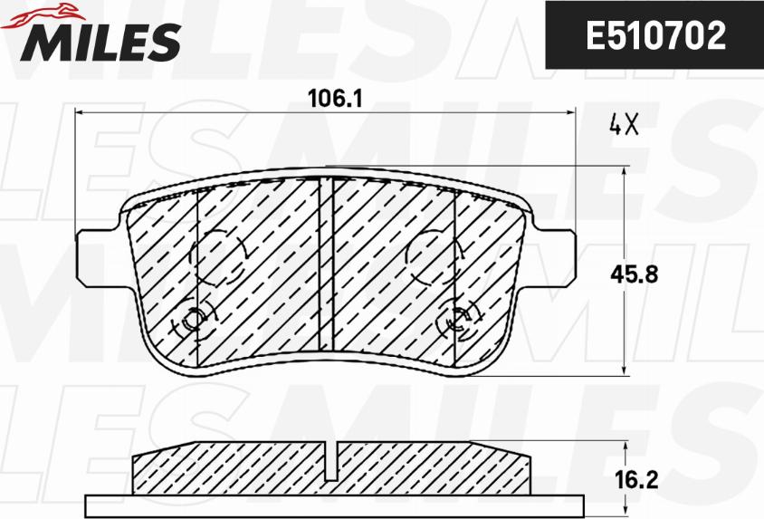 Miles E510702 - Гальмівні колодки, дискові гальма autocars.com.ua