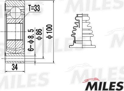 Miles GA10009 - Шарнірний комплект, ШРУС, приводний вал autocars.com.ua