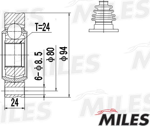 Miles GA10012 - Шарнирный комплект, ШРУС, приводной вал avtokuzovplus.com.ua