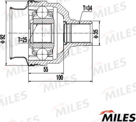 Miles GA10024 - Шарнірний комплект, ШРУС, приводний вал autocars.com.ua