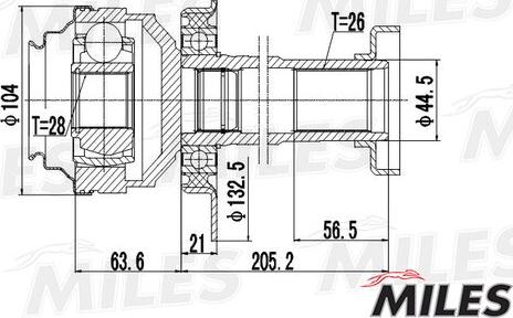 Miles GA10037 - Шарнирный комплект, ШРУС, приводной вал avtokuzovplus.com.ua