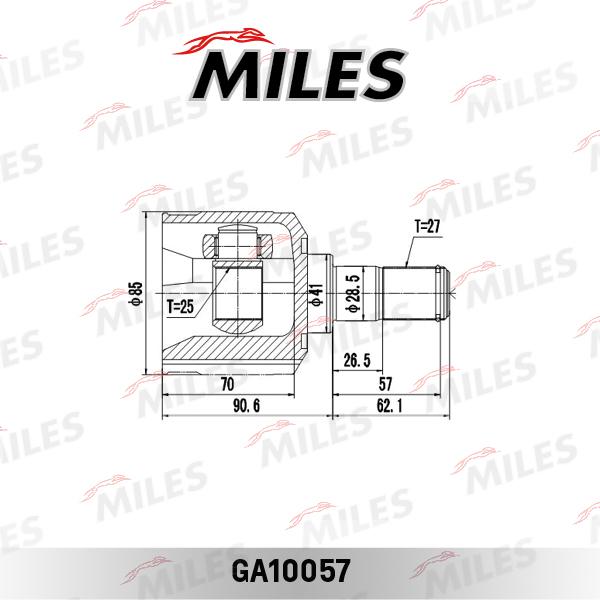 Miles GA10057 - Шарнирный комплект, ШРУС, приводной вал avtokuzovplus.com.ua