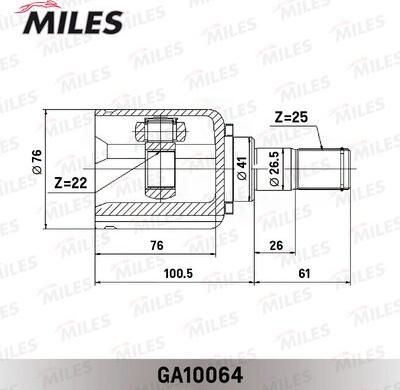 Miles GA10064 - Шарнірний комплект, ШРУС, приводний вал autocars.com.ua