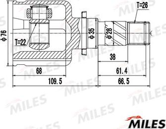 Miles GA10083 - Шарнірний комплект, ШРУС, приводний вал autocars.com.ua