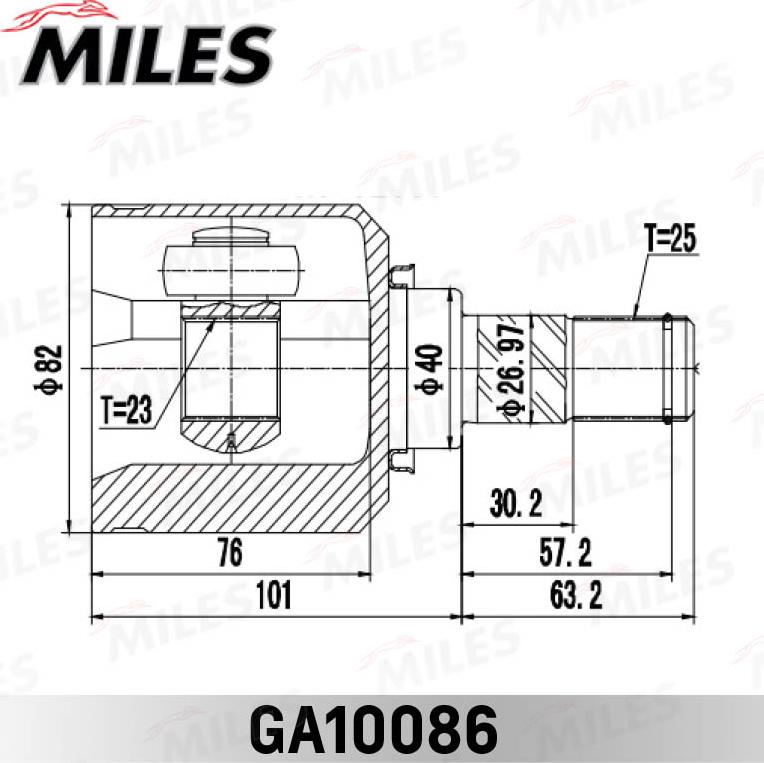 Miles GA10086 - Шарнирный комплект, ШРУС, приводной вал avtokuzovplus.com.ua