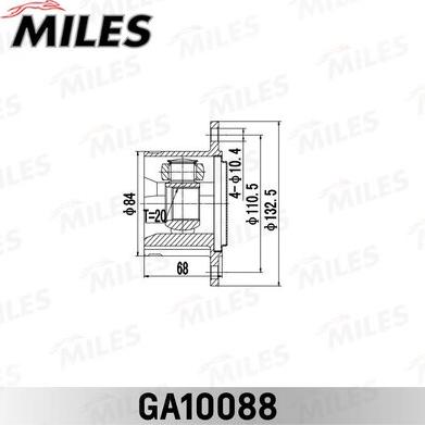 Miles GA10088 - Шарнірний комплект, ШРУС, приводний вал autocars.com.ua