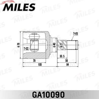 Miles GA10090 - Шарнірний комплект, ШРУС, приводний вал autocars.com.ua