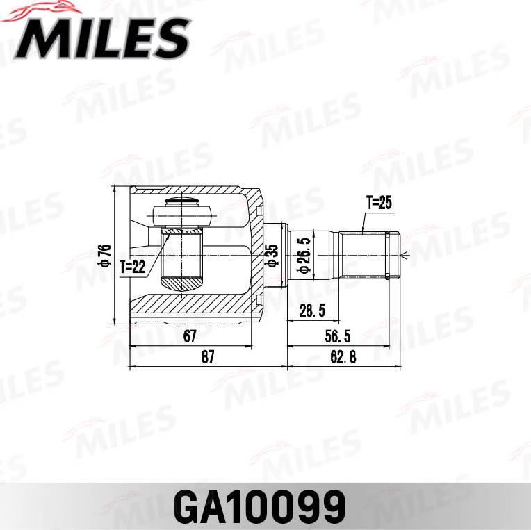 Miles GA10099 - Шарнирный комплект, ШРУС, приводной вал avtokuzovplus.com.ua