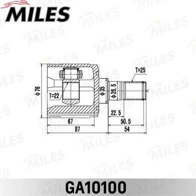 Miles GA10100 - Шарнирный комплект, ШРУС, приводной вал avtokuzovplus.com.ua