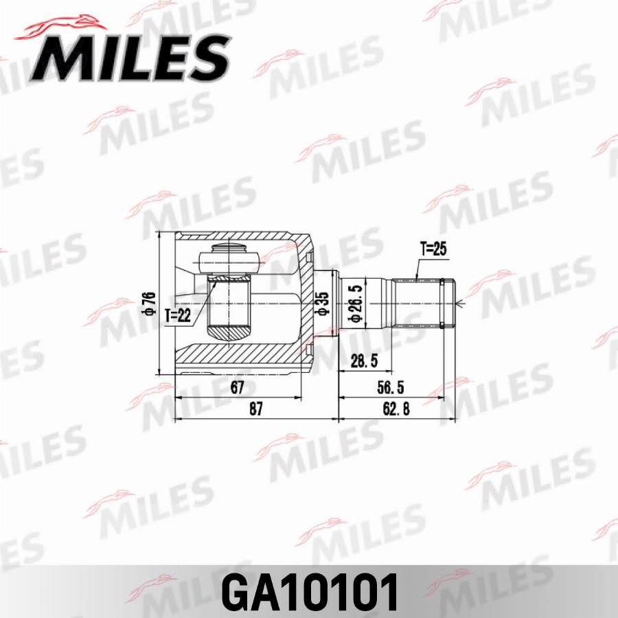 Miles GA10101 - Шарнірний комплект, ШРУС, приводний вал autocars.com.ua