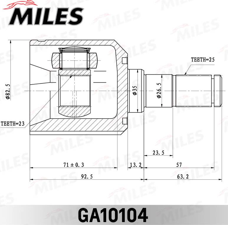 Miles GA10104 - Шарнірний комплект, ШРУС, приводний вал autocars.com.ua