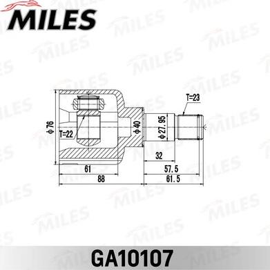 Miles GA10107 - Шарнирный комплект, ШРУС, приводной вал avtokuzovplus.com.ua