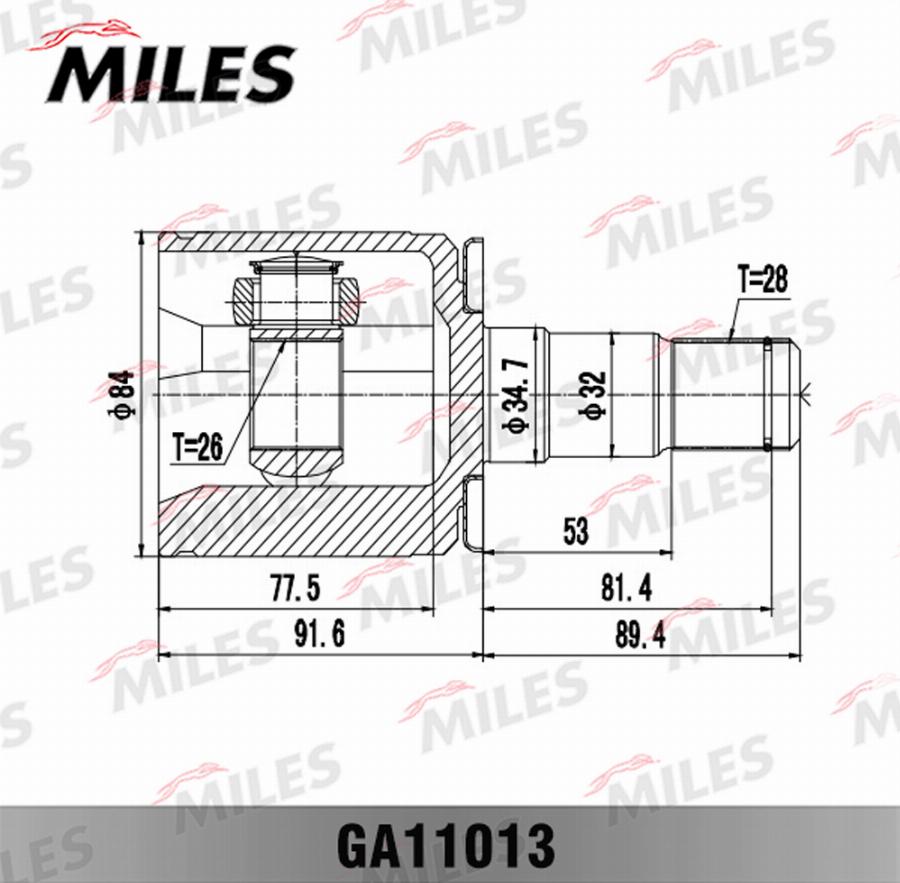 Miles GA11013 - Шарнірний комплект, ШРУС, приводний вал autocars.com.ua