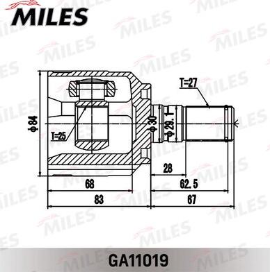 Miles GA11019 - Шарнірний комплект, ШРУС, приводний вал autocars.com.ua