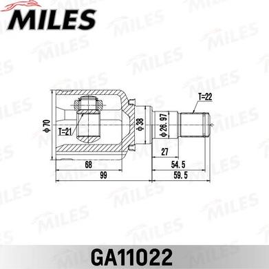 Miles GA11022 - Шарнірний комплект, ШРУС, приводний вал autocars.com.ua