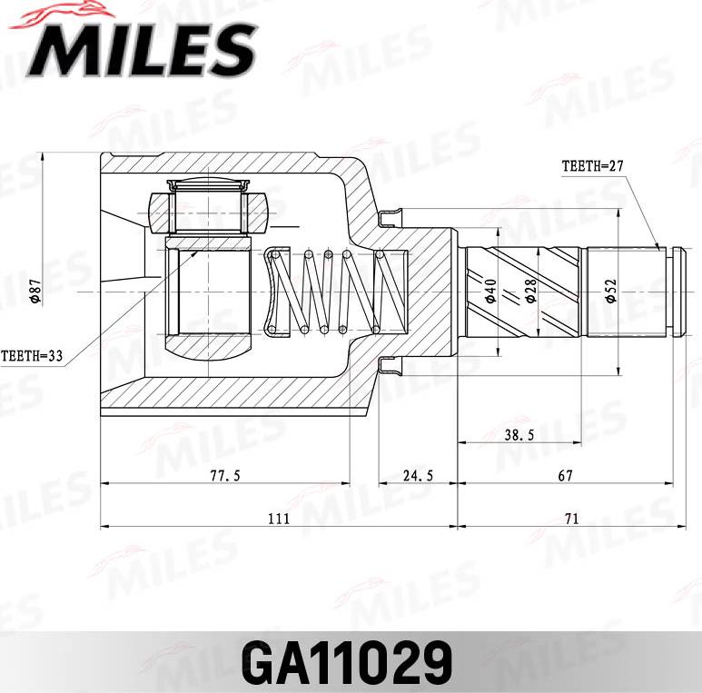 Miles GA11029 - Шарнірний комплект, ШРУС, приводний вал autocars.com.ua