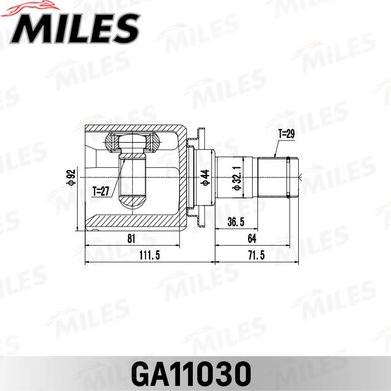 Miles GA11030 - Шарнірний комплект, ШРУС, приводний вал autocars.com.ua