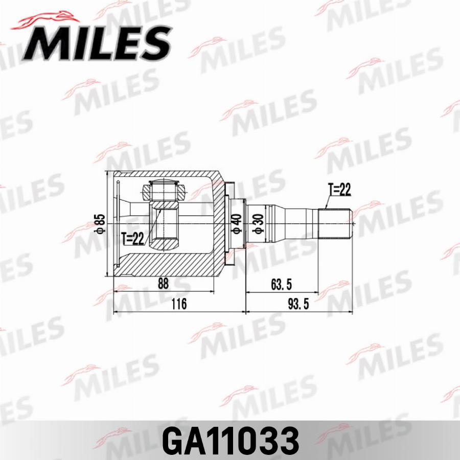 Miles GA11033 - Шарнірний комплект, ШРУС, приводний вал autocars.com.ua