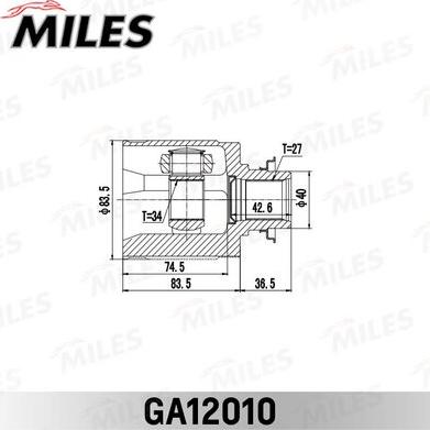 Miles GA12010 - Шарнирный комплект, ШРУС, приводной вал avtokuzovplus.com.ua