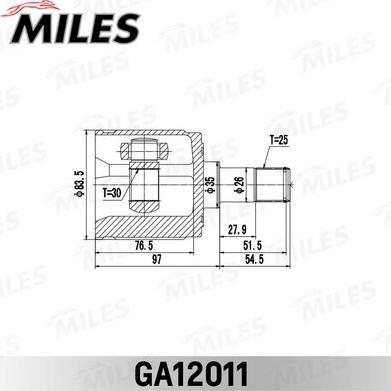 Miles GA12011 - Шарнірний комплект, ШРУС, приводний вал autocars.com.ua