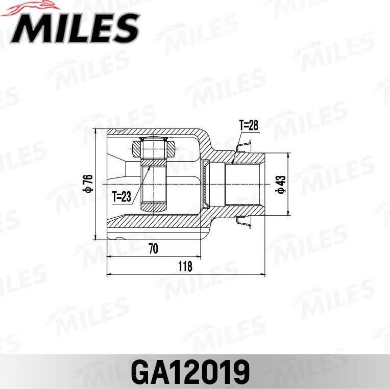 Miles GA12019 - Шарнірний комплект, ШРУС, приводний вал autocars.com.ua