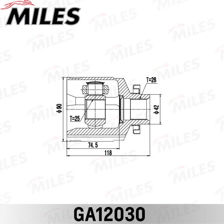 Miles GA12030 - Шарнірний комплект, ШРУС, приводний вал autocars.com.ua