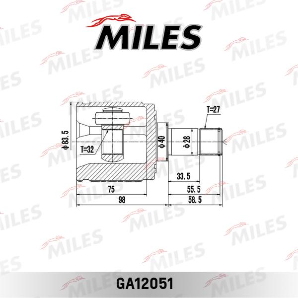 Miles GA12051 - Шарнир, ШРУС, приводной вал avtokuzovplus.com.ua