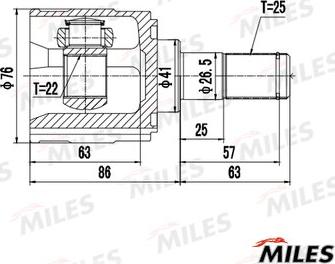 Miles GA12065 - Шарнірний комплект, ШРУС, приводний вал autocars.com.ua