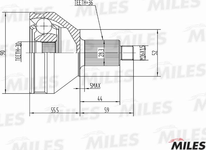 Miles GA20020 - Шарнірний комплект, ШРУС, приводний вал autocars.com.ua