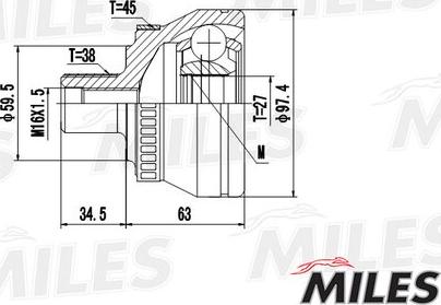 Miles GA20028 - Шарнирный комплект, ШРУС, приводной вал avtokuzovplus.com.ua