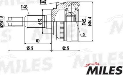 Miles GA20051 - Шарнірний комплект, ШРУС, приводний вал autocars.com.ua