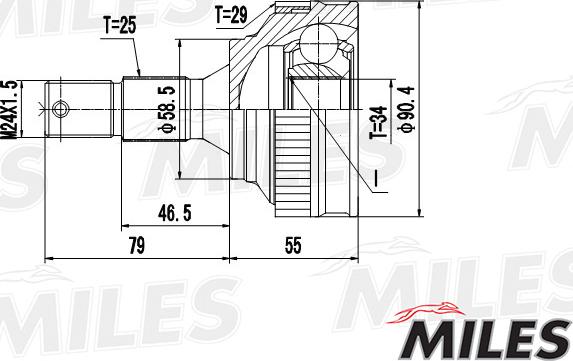 Miles GA20053 - Шарнірний комплект, ШРУС, приводний вал autocars.com.ua