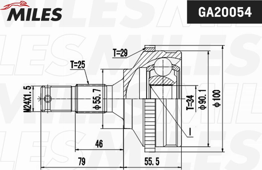 Miles GA20054 - Шарнирный комплект, ШРУС, приводной вал avtokuzovplus.com.ua