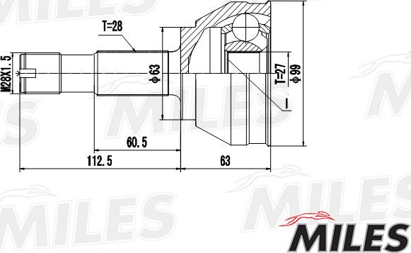 Miles GA20058 - Шарнірний комплект, ШРУС, приводний вал autocars.com.ua