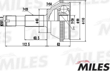 Miles GA20068 - Шарнирный комплект, ШРУС, приводной вал avtokuzovplus.com.ua