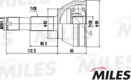 Miles GA20070 - Шарнирный комплект, ШРУС, приводной вал avtokuzovplus.com.ua